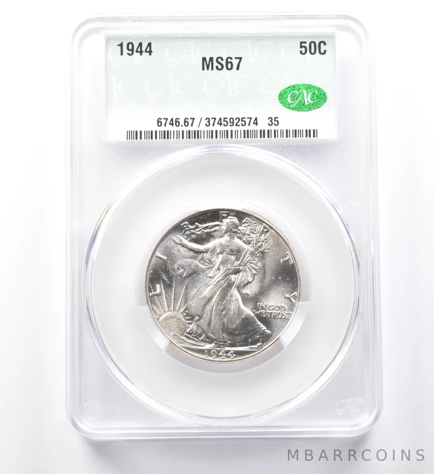 1944 Walking Liberty Half Dollar MS67 CAC *0010
