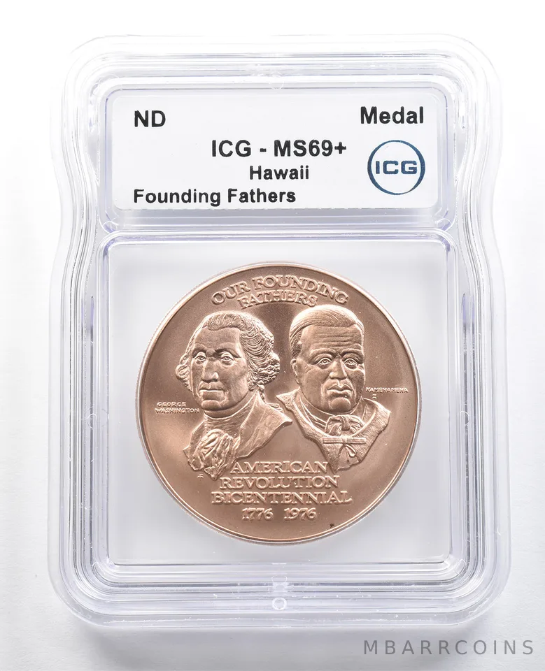 ND Hawaii Bronze Medal Founding Fathers MS69+ ICG *4867