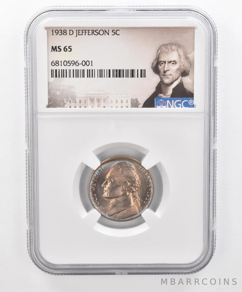 1938-D Jefferson Nickel MS65 NGC Beautiful Tone *2699