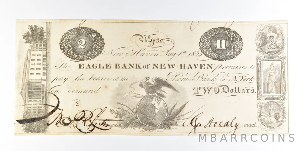1930 $2 New Haven CT Eagle Bank Obsolete Note *0239