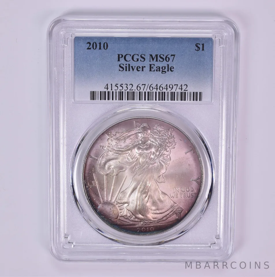 2010 American Silver Eagle MS67 PCGS Beautiful Tone *1507