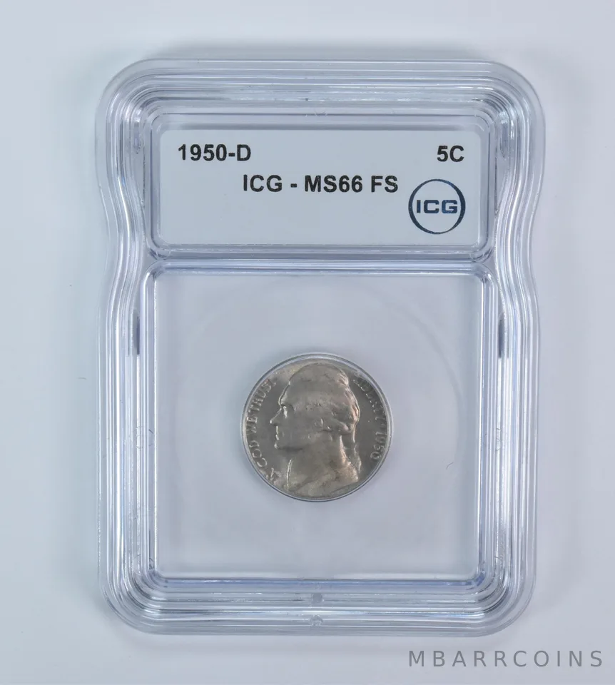 1950-D Jefferson Nickel MS66 FS ICG
