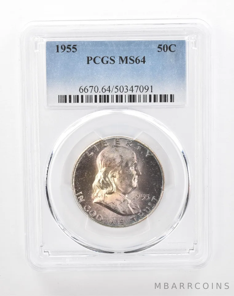 1955 Franklin Half Dollar MS64 PCGS Beautiful Tone *2885