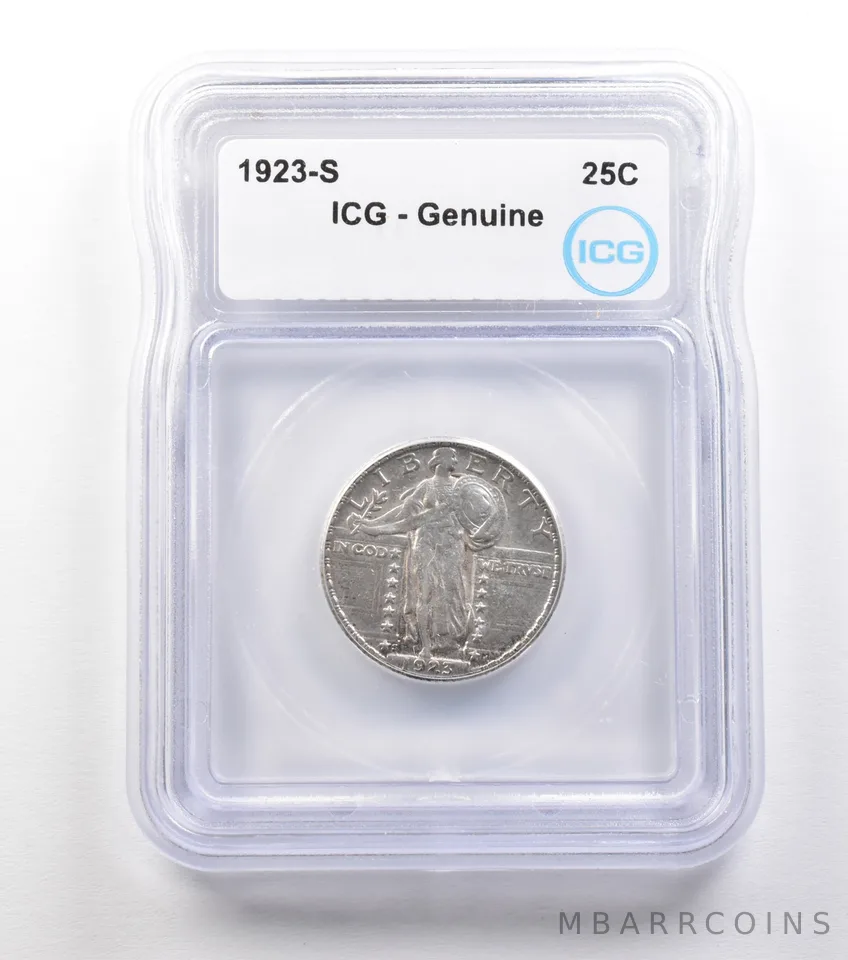 1923-S Standing Liberty Quarter Genuine ICG a1495