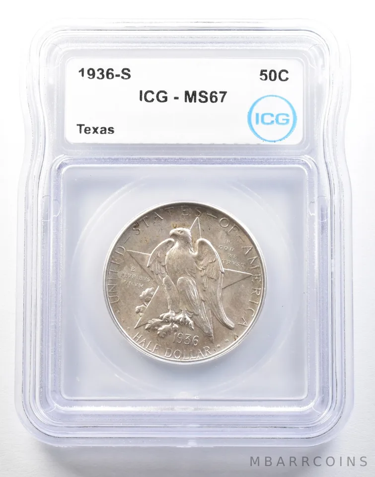 1936-S Texas Commemorative Half Dollar MS67 ICG a0133