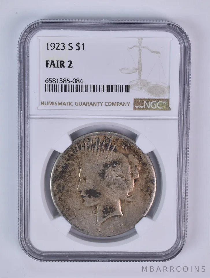 1923-S Peace Silver Dollar Fair 2 NGC Lowball