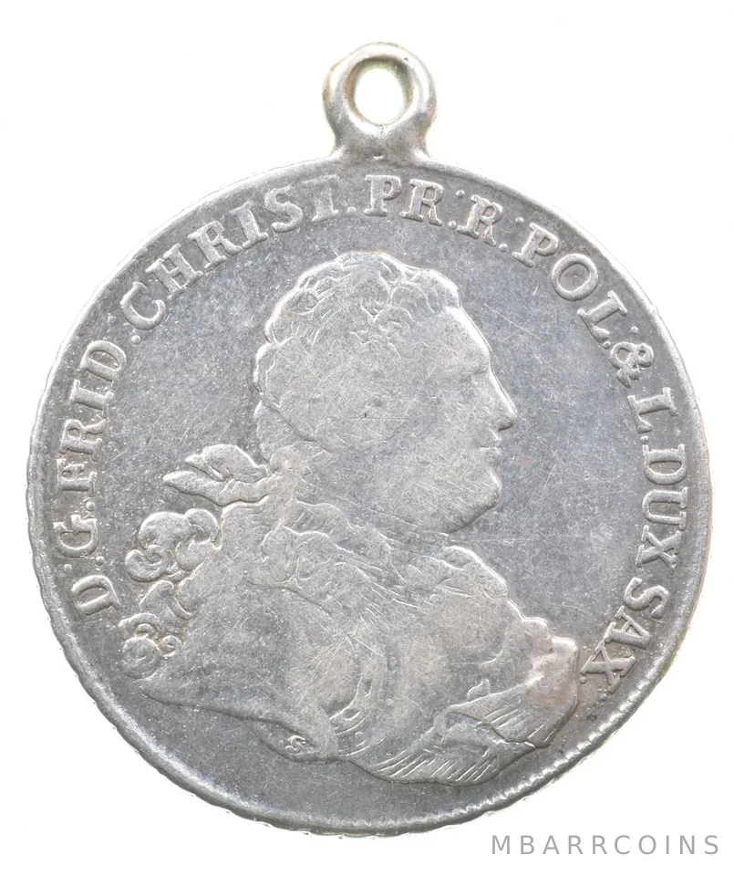 1763 Saxony Germany 1 Conventionsthaler Frederick Christian Pendant *5711