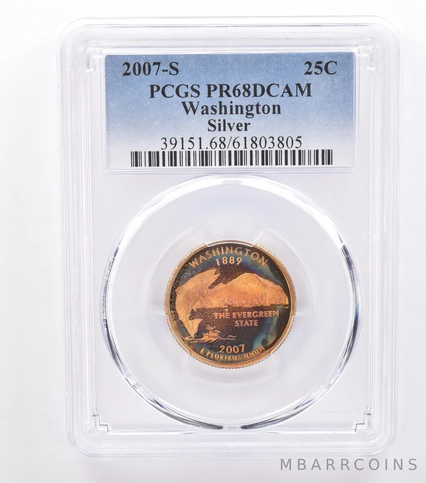 2007-S Washington State Quarter Washington Silver PR68 DCAM PCGS Nice Tone *8776