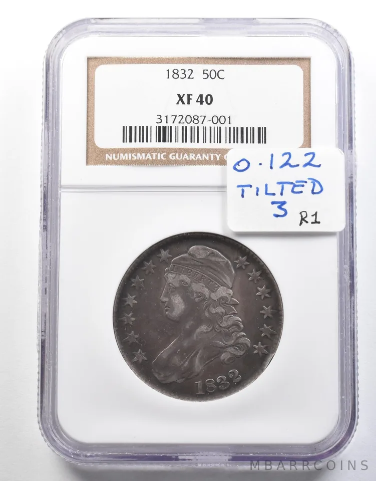 1832 Capped Bust Half Dollar XF40 NGC O-122 Tilted 3 R1 a4029