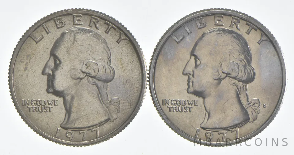 1977 P+D Washington Quarter Clad Unc Bundle