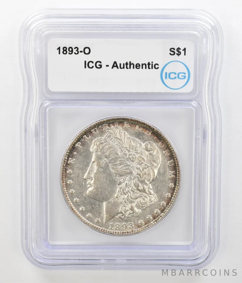 1893-O Morgan Silver Dollar Authentic ICG Peripheral Tone *4530