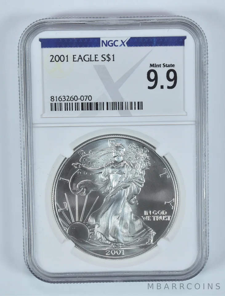 2001 American Silver Eagle Mint State 9.9 NGC X NGCX