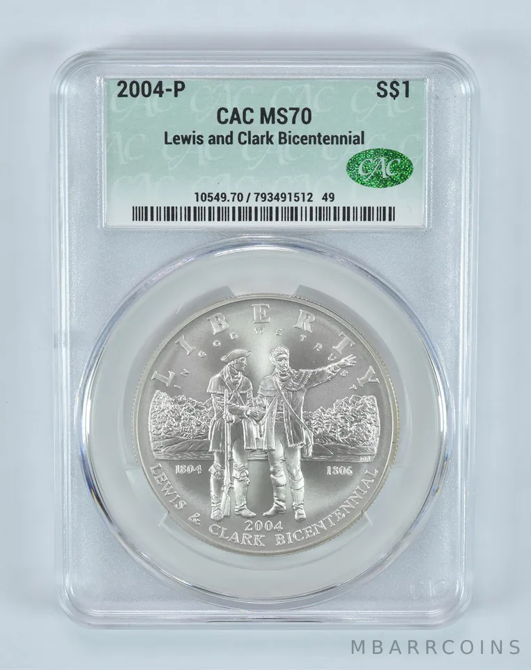 2004-P Lewis & Clark Commemorative Silver Dollar MS70 CAC CACg