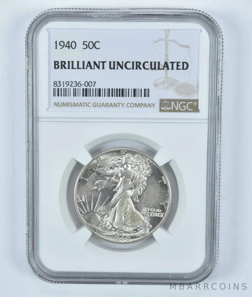 1940 Walking Liberty Half Dollar BU NGC Brown Label