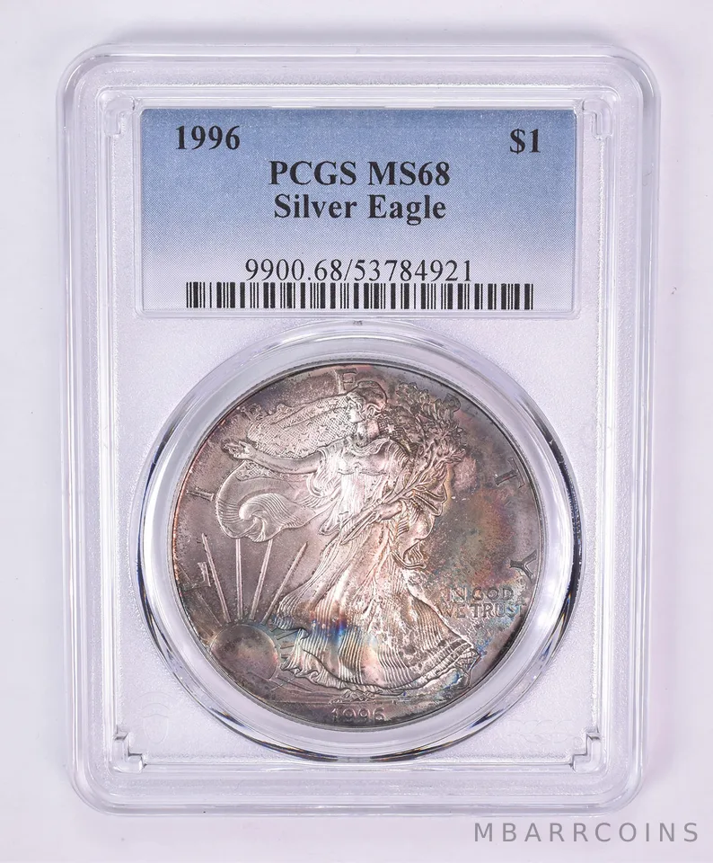 1996 American Silver Eagle MS68 PCGS Beautiful Tone *1096
