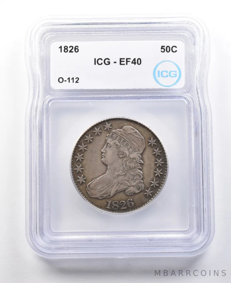 1826 Capped Bust Half Dollar O-112 EF40 ICG *2939