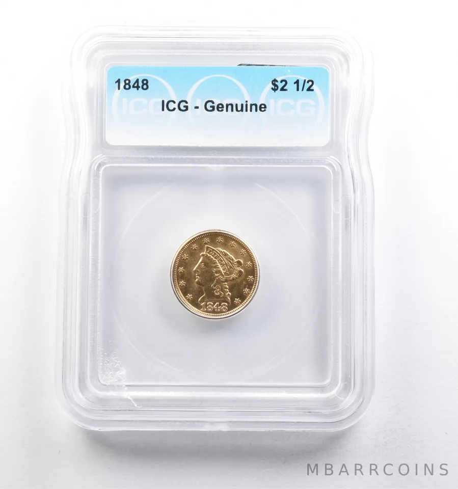 1848 $2.50 Liberty Head Gold Quarter Eagle Genuine ICG *5698