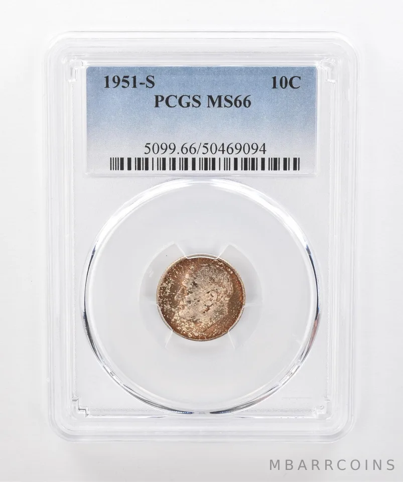 1951-S Roosevelt Dime MS66 PCGS Beautiful Tone *1414