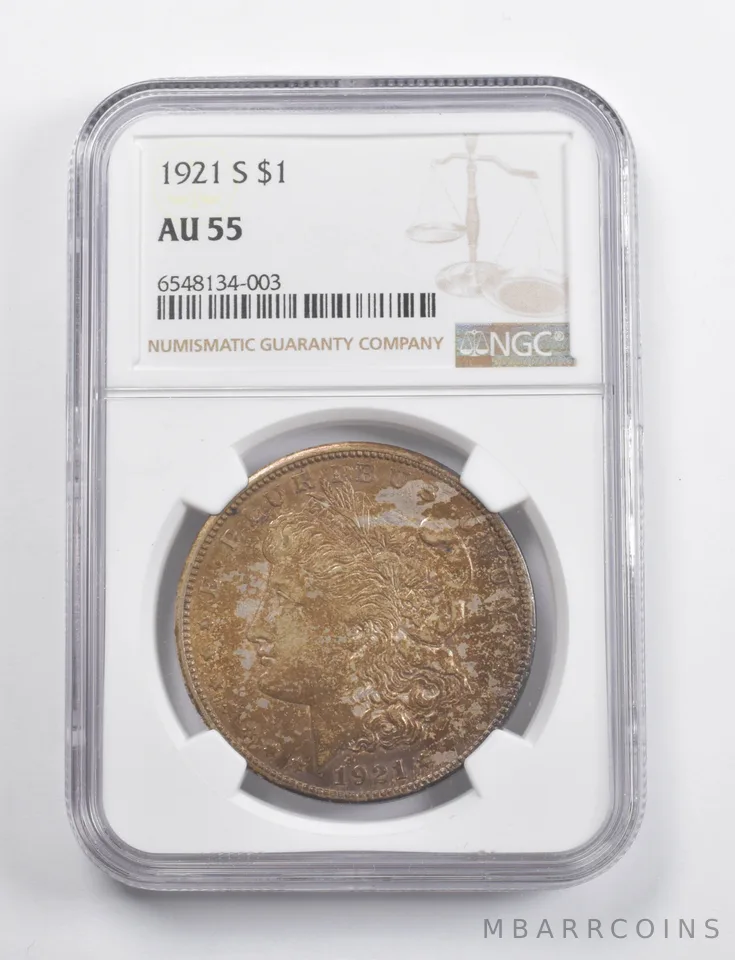 AU55 1921-S Morgan Silver Dollar NGC - Crusty Original Coin *3425