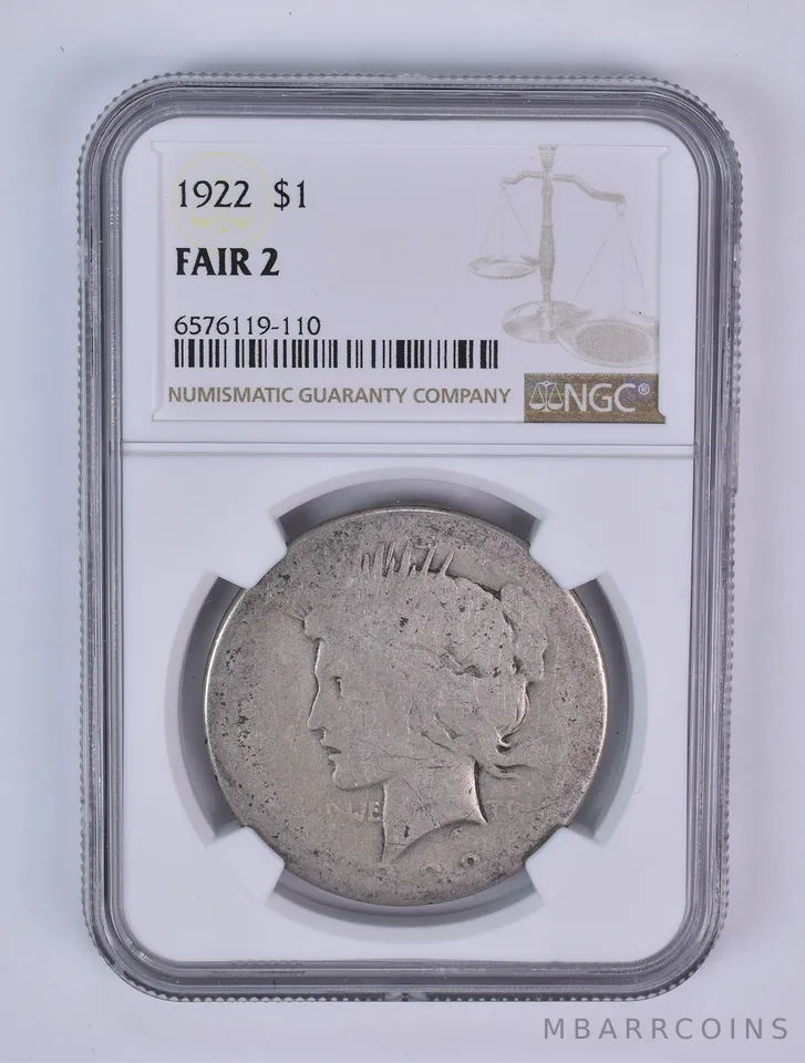 1922 Peace Silver Dollar Fair 2 NGC Lowball