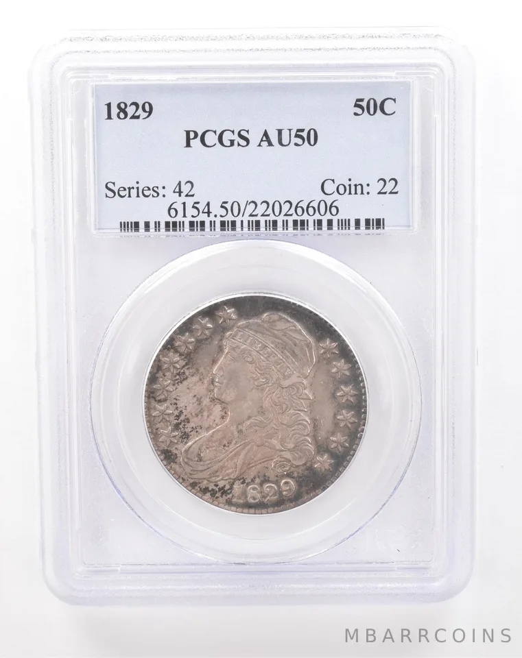 1829 Capped Bust Half Dollar AU50 PCGS Nice Tone a2841