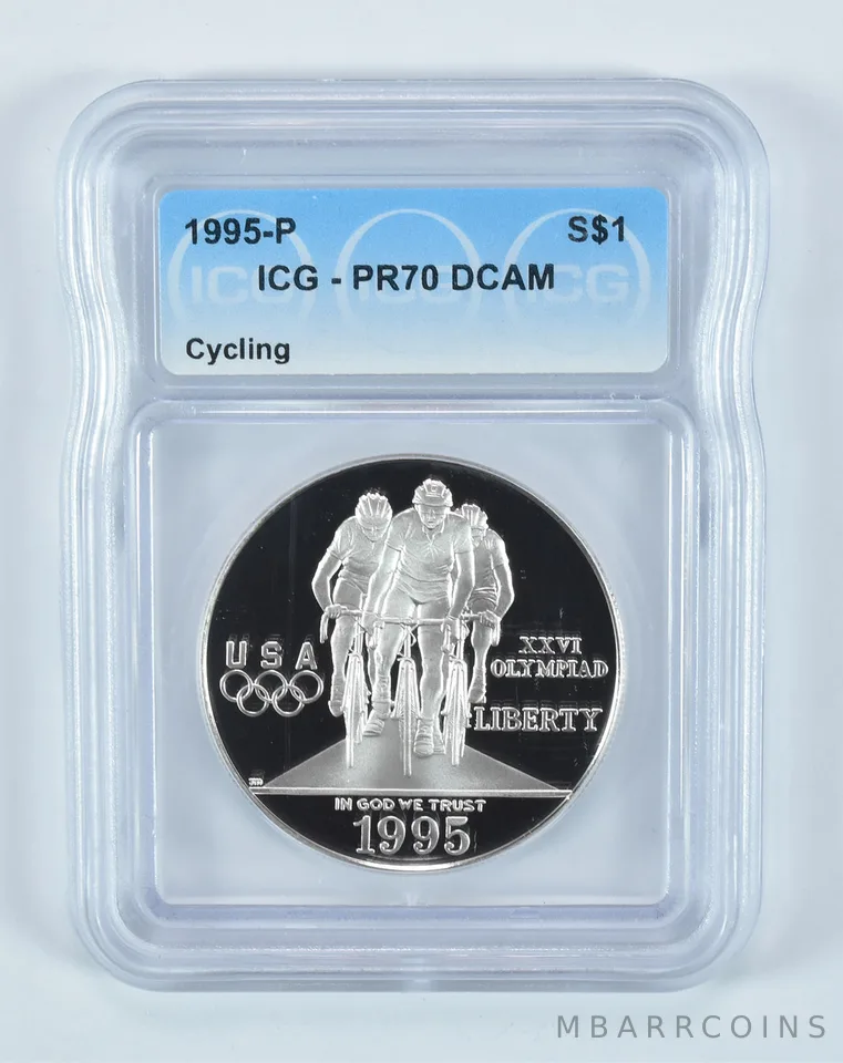 1995-P Olympic Cycling Commemorative Silver Dollar PR70 DCAM ICG