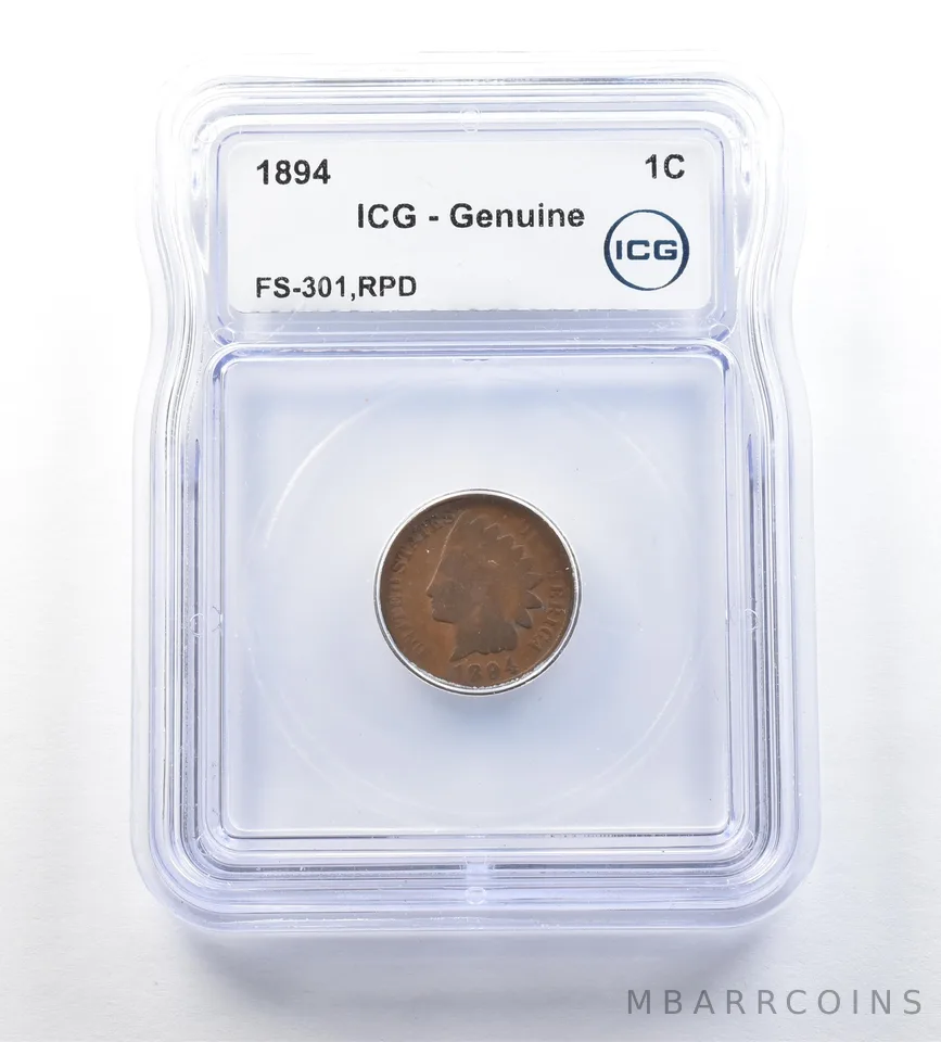 1894 Indian Head Cent FS-301 RPD Genuine ICG *0651