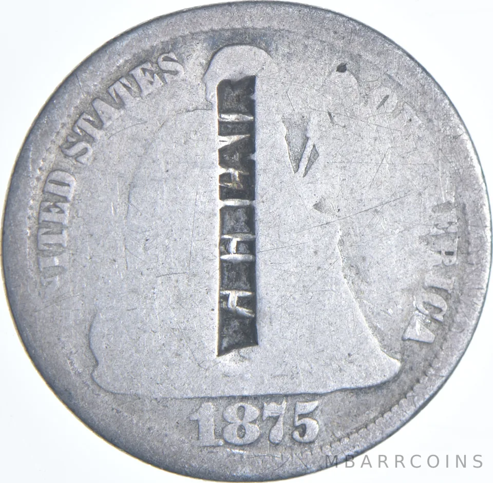 1875 Seated Liberty Dime - Counter Stamped "W. E. Blair" *7234