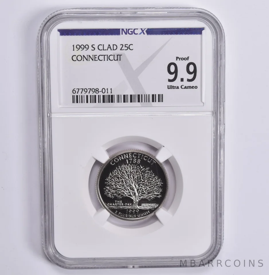 1999-S CLAD Washington Quarter Connecticut Proof 9.9 NGC X NGCX