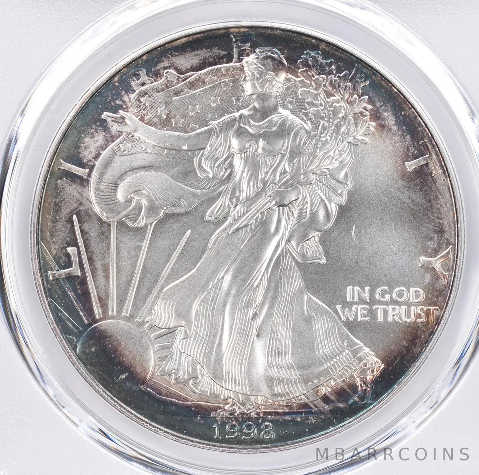 1998 American Silver Eagle MS65 PCGS Beautiful Tone *1475