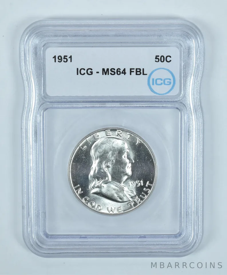 1951 Franklin Half Dollar MS64 FBL ICG