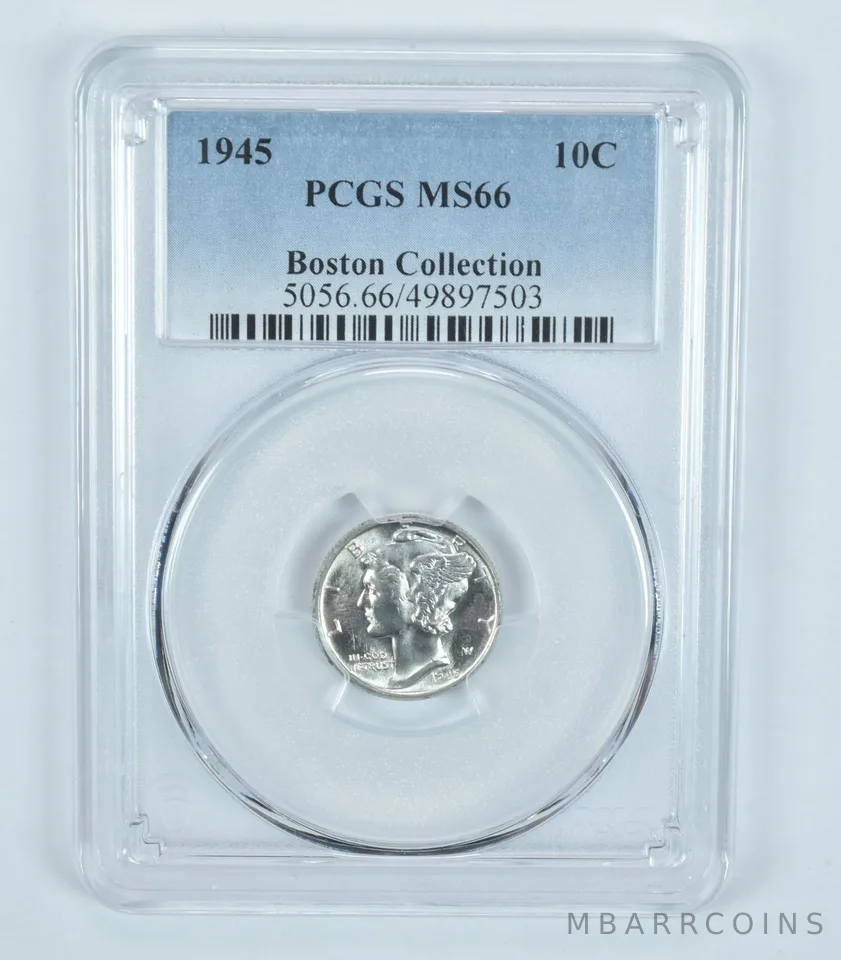 1945 Mercury Dime Boston Collection MS66 PCGS Blue Label