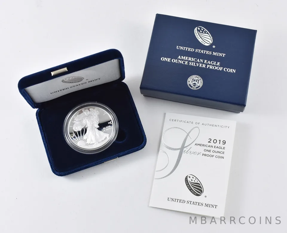 2019-W American Silver Eagle PROOF 1 Oz Silver - Coin & Box & COA