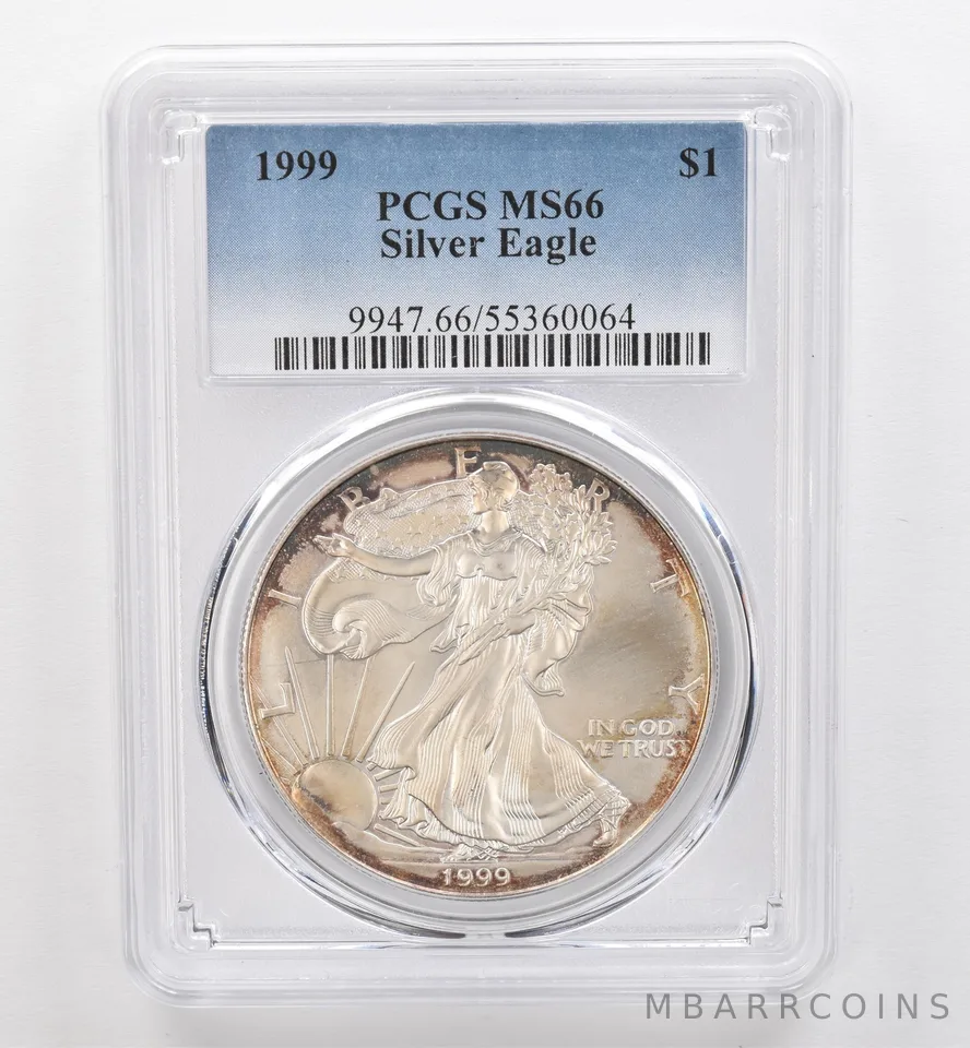 1999 American Silver Eagle MS66 PCGS Beautiful Tone *9522