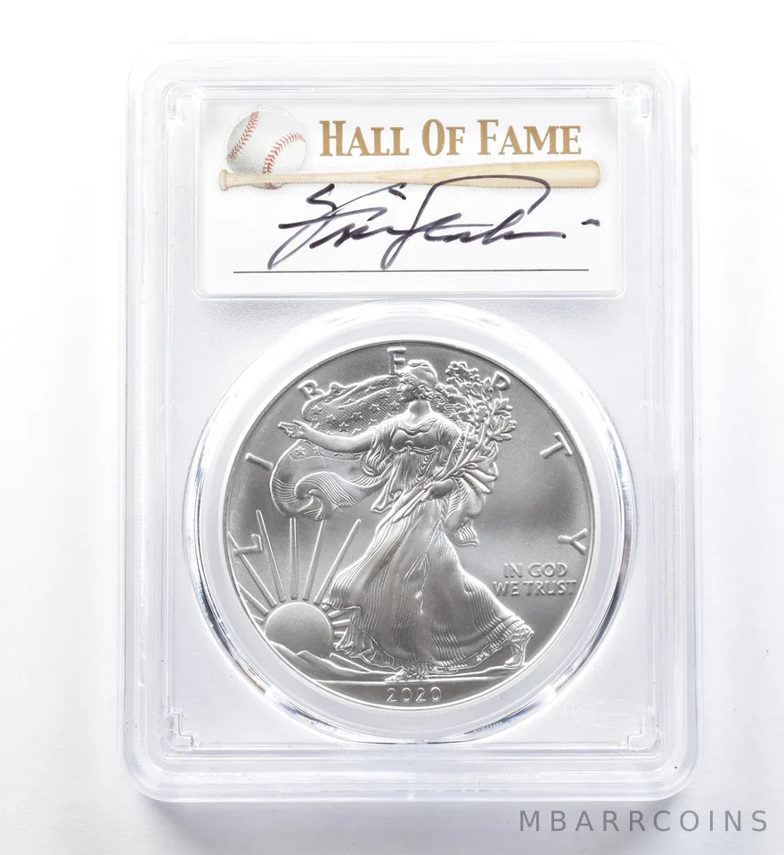 2020 American Silver Eagle Ferguson Jenkins FDOI MS70 PCGS a1276