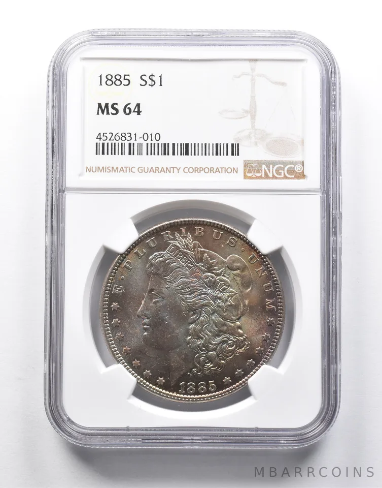 MS64 1885 Morgan Silver Dollar NGC - Black Beauty a0231