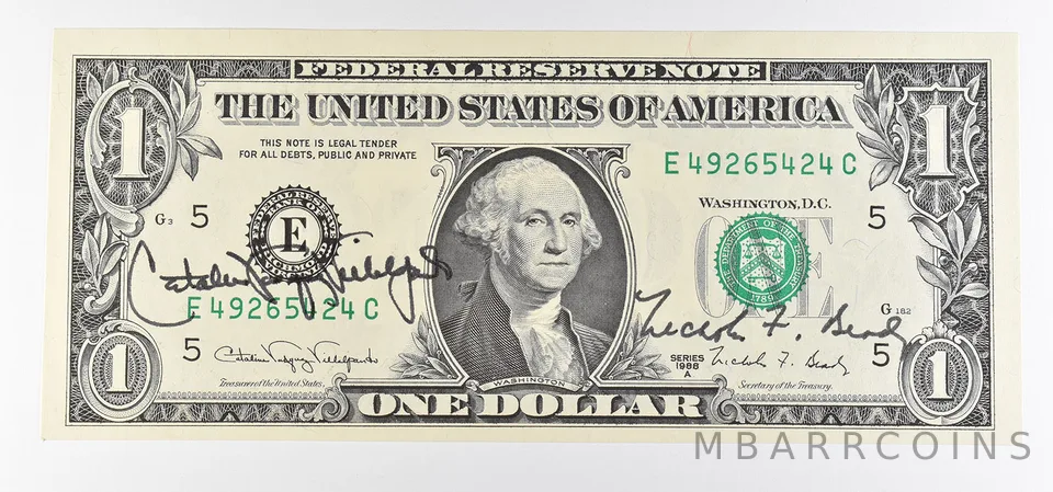 1988 A $1 Richmond VA FRN Green Seal Courtesy Signature a0915
