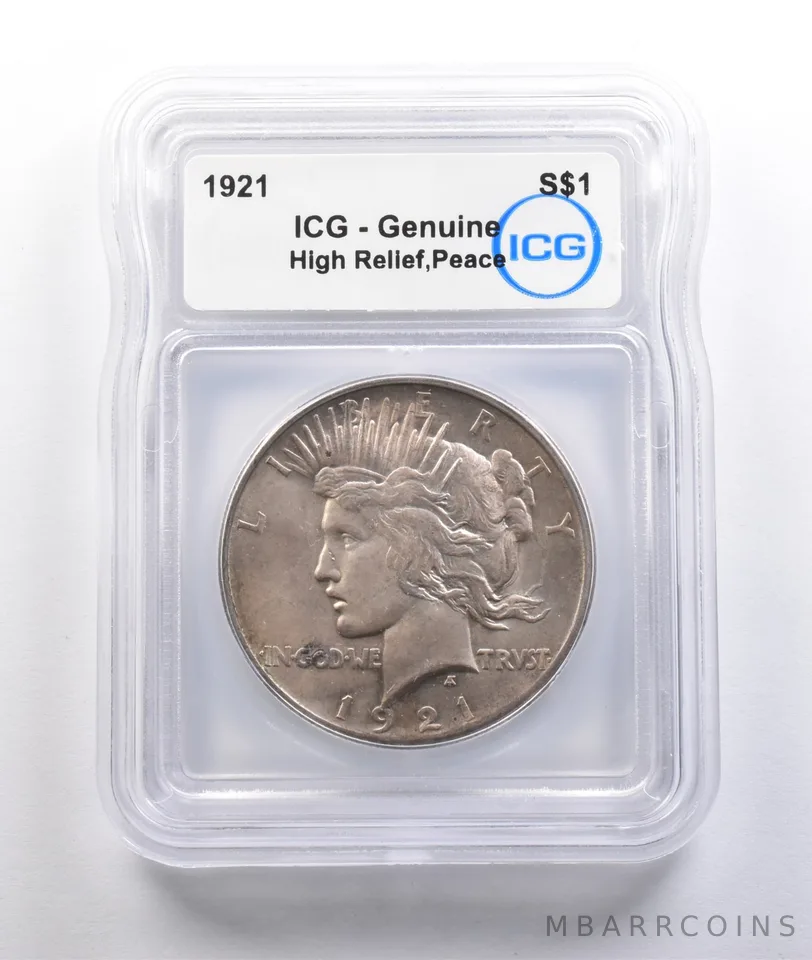 1921 Peace Silver Dollar High Relief Genuine ICG *6949