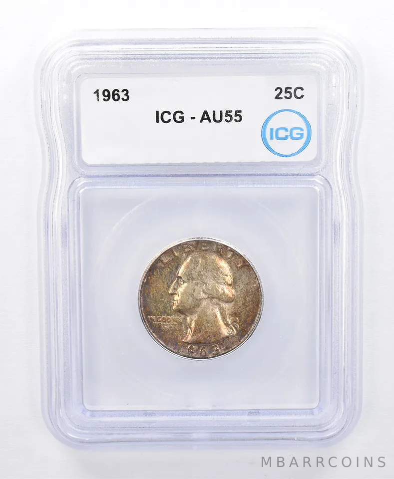 1963 Washington Quarter AU55 ICG Beautiful Tone *8736