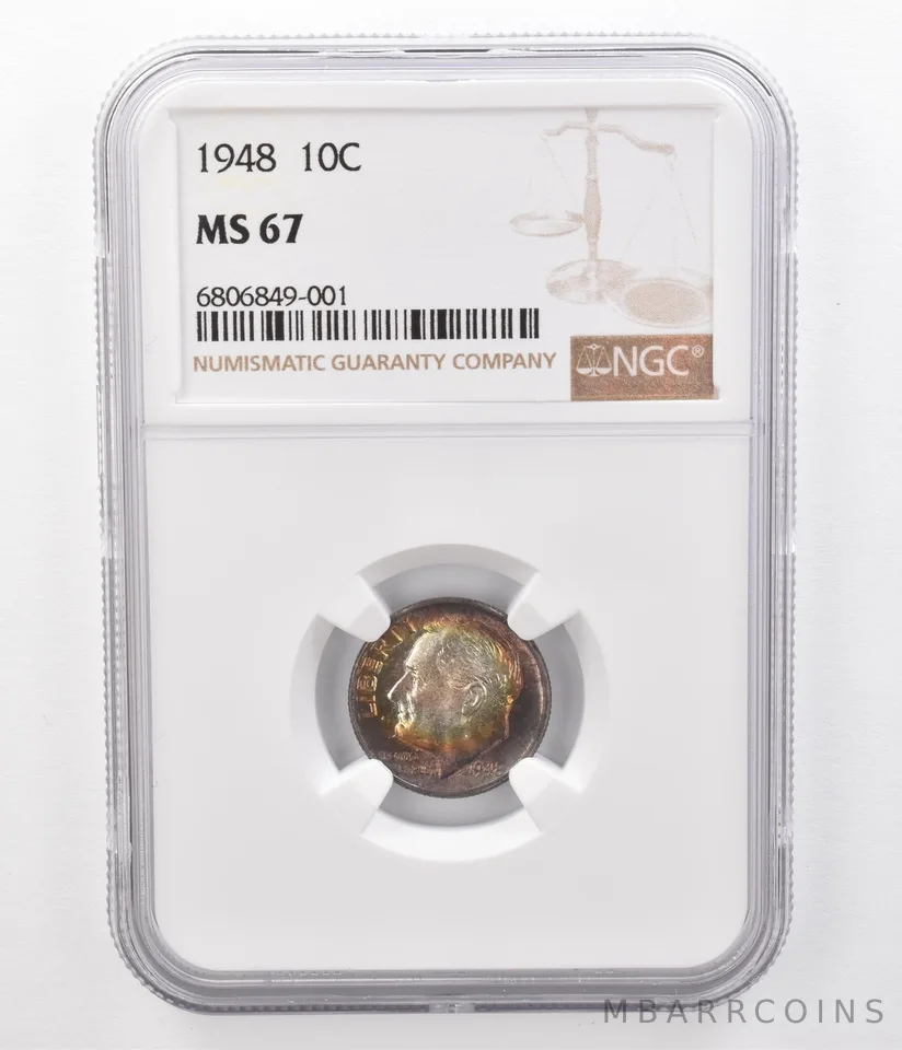 1948 Roosevelt Dime MS67 NGC Beautifully Toned a8624
