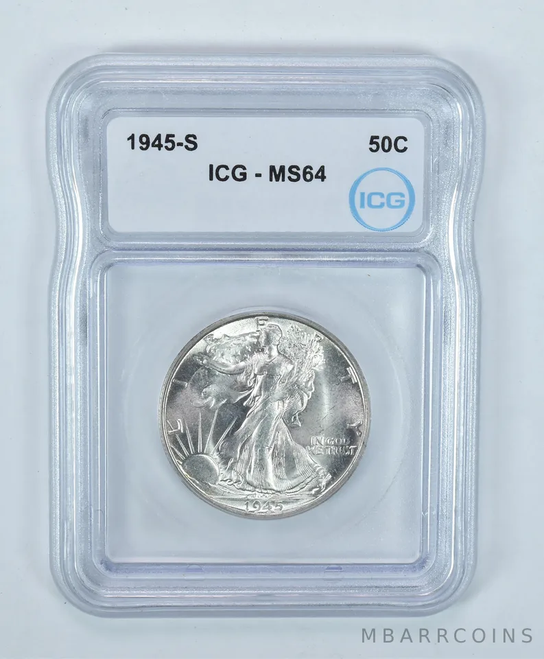 1945-S Walking Liberty Half Dollar MS64 ICG