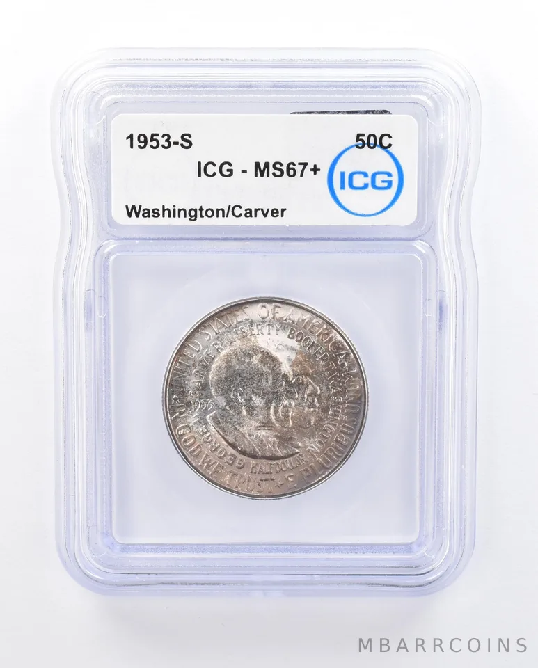 1953-S Washington Carver Commemorative Half Dollar MS67+ ICG Nice Tone *4663