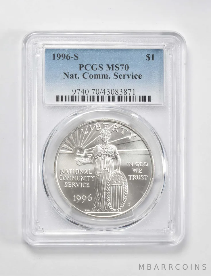 1996-S Community Service Commemorative $1 MS70 PCGS Blue Label