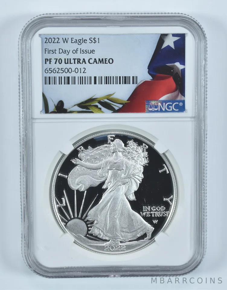 2022-W American Silver Eagle FDOI PF70 UCAM NGC Flag Label