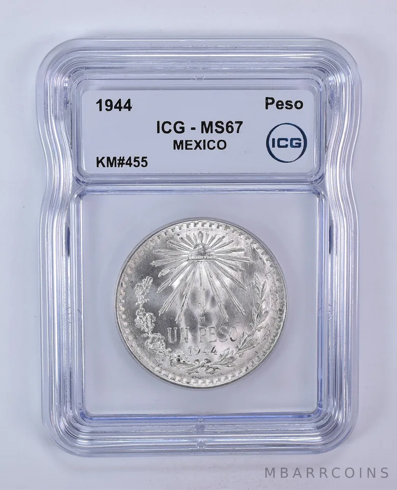 1944 Mexico Peso KM#455 MS67 ICG