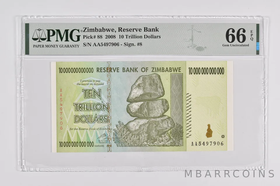 2008 Zimbabwe 10 Trillion Reserve Note Pick #88 PMG 66 EPQ PMG Graded