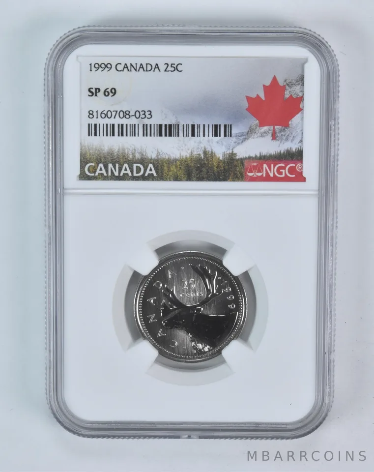 1999 Canada 25 Cent Caribou SP69 NGC Canada Label