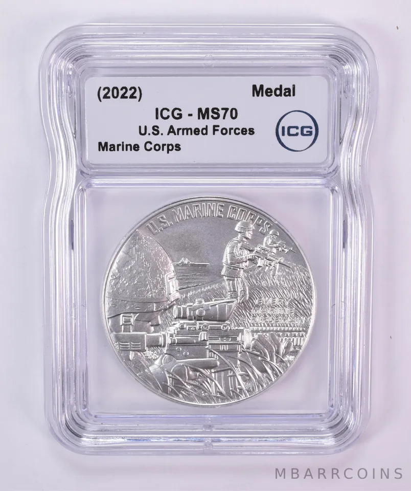 (2022) US Armed Forces Medal Marine Corps 1 Oz Silver MS70 ICG