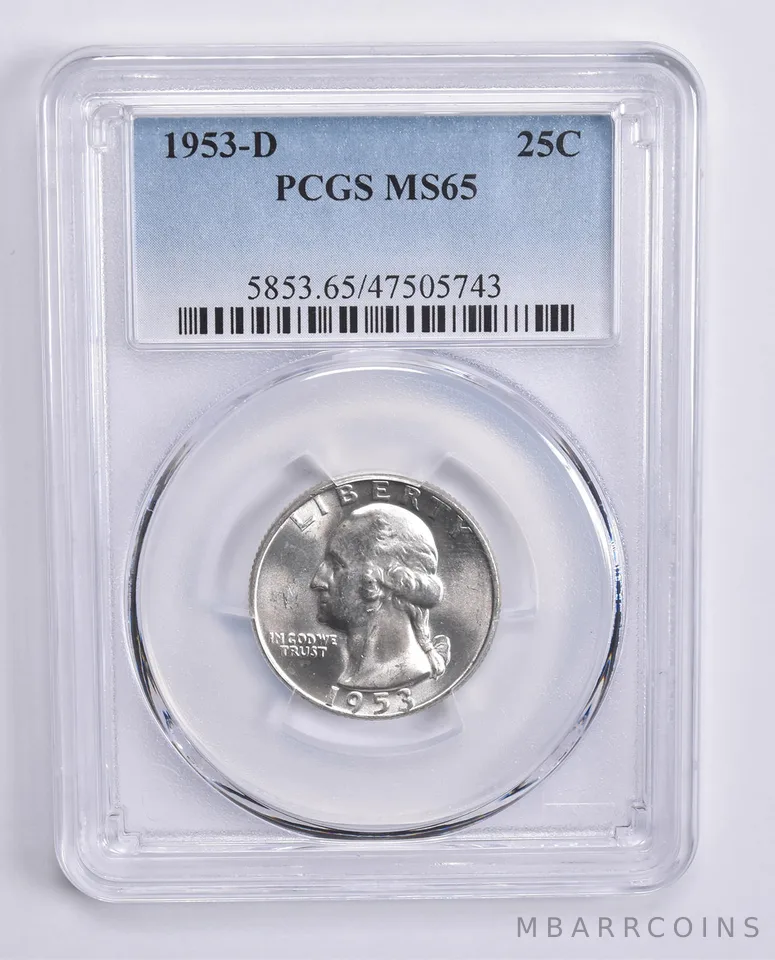 1953-D Washington Quarter 25c MS65 PCGS Blue Lbl