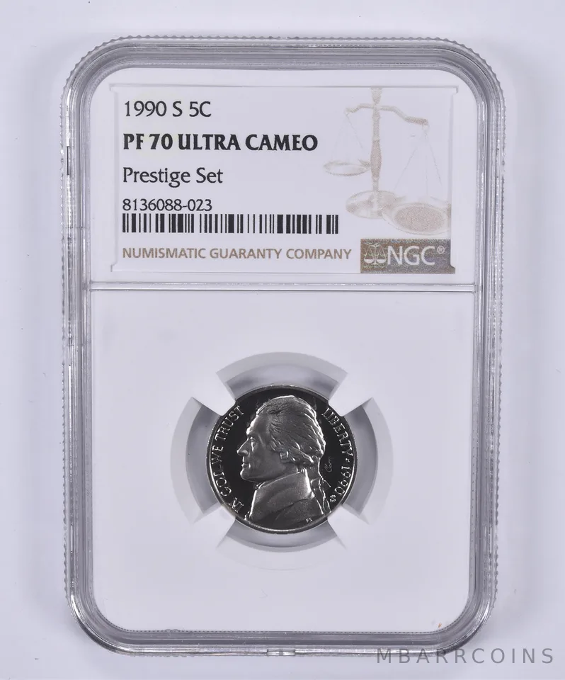 1990-S Jefferson Nickel Prestige Set PF70 UCAM NGC Brown Label